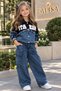 Girls' 2-Piece Set | Black Denim Jacket and Denim Cargo Pants, Ages 5–14 | Stylish Outfit
