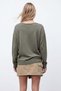 Women's khaki boat neck long sleeve knit sweater alc-x15929 - 4
