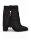 Women's Black Suede Bohemian-Style Boots with Tassels and Beaded Details 659404 - 2