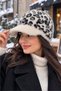 Women's Leopard Print Beanie with a Flap - Winter Beanie with a Brim - 2