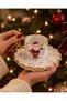 New Year's Gift Featuring a Santa Claus Figurine: Gold-Detailed, Pearl-Embellished Turkish Coffee Cup and Serving Plate - 4