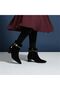 Women's Black Suede Coffee-Colored Snake-Print Boots With Scarf and 6cm Thick Heels