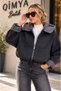 ROBIN Women's Hooded and Cuffed Oversized Melton Fleece Jacket - 2