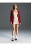 Women's Burgundy Corded Fabric Knit Long-Sleeved Buttonless Loose-Fit Cardigan - 3