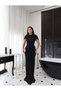 Waist-Fitted Maxi Tulle Dress with Cape - 6