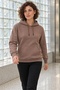 Women's Brown Hooded Sweatshirt with Kangaroo Pocket, 3-Ply Super Soft Puff Fabric - 6