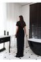 Waist-Fitted Maxi Tulle Dress with Cape - 5