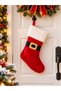 New Year's Santa Claus Stocking with Buckled Belt—Decorative Gift Boot for the Fireplace and Door—42 cm