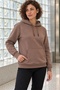 Women's Brown Hooded Sweatshirt with Kangaroo Pocket, 3-Ply Super Soft Puff Fabric - 2