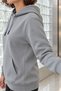Women's Gray Hooded Sweatshirt with Kangaroo Pocket, Made from Super Soft, Fluffy 3-Ply Fabric - 3