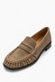Maasy Women's Genuine Leather Loafers - Taupe Color Suede - 5