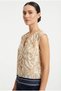 Women's Slogan-Printed Sleeveless Blouse with Sleeve Detail - 2