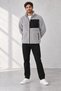 Men's Gray Lambswool Welsoft Fleece Jacket with Full Zipper and 3 Zippered Pockets - 3