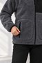 Women's Charcoal Grey Lamb Welsoft Fleece Jacket with Full Zipper and 3 Zippered Pockets - 7