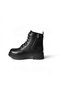 Women's Black Leather Lace-Up Combat Boots - 5