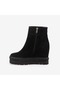 Hawen Angels Women's Rubber Sole Genuine Suede Leather 12cm Wedge Heel Boots 6300 - 2