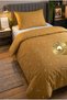 Single-Size Duvet Cover Set, 100% Cotton Ranforce - Mustard / White Dandelion Pattern