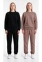 Women's 3-Ply 2-Piece Black Crew Neck Sweatsuit (Fleece-Lined)