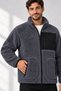 Men's Charcoal Grey Lamb Welsoft Fleece Polar Jacket with Full Zipper and 3 Zippered Pockets
