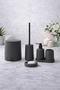 Matte Gray 5 Piece Round Bathroom Set – Bucket, Toilet Brush, Liquid Soap Dispenser - 2