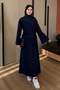 Women's Crew Neck, Side-Tie, 2-Thread Basic Modest Dress 416 - 2