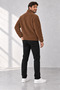 Men's Brown Lambswool Welsoft Fleece Jacket with Full Fleece-Lined Zippered Pocket and 3 Pockets - 4