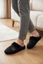 Men's Black Size S Embroidered Winter House Slippers with Fur-Trimmed Lining—Heat-Retaining and Cozy - 3