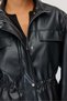 Women's Lace-Up Zipper Leather Jacket - 6