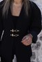 Black Gold Jacket with Hook-and-Eye Closure and No Collar - 3