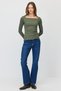Women's Square Neck Ribbed Long Sleeve Blouse - 7