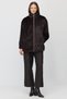 Women's Mock Neck Zipper Faux Fur Coat - 7