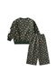 Patterned Sweatshirt Set 2-8 Years Khaki Green - 2