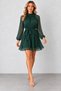 Women's Judge-Style Long-Sleeved Chiffon Dress with Ruched Collar, Belted Waist, Lined, Elegant Design, Timeless Elegance, Fall Style - 2