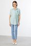 Women's Mint Green Ruched Waist Blouse with Button-Front Design 03342 - 3