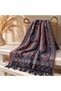 FLR-5045 Anthracite, Red, and Turquoise Paisley-Patterned Reversible Cashmere Shawl | Eos Collective - 6