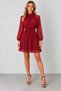 Women's Judge-Style Long-Sleeved Chiffon Dress with Ruched Collar, Belted Waist, Lined, Elegant Design, Timeless Elegance, Fall Style - 5