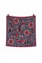 Gray and Burgundy Floral Print Satin Scarf, 50x50 cm – Stylish Women’s Neck and Handbag Scarf with Pink Edging and a Silk Texture - 2