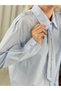 Stone Embellished Shirt with Tie 25S8608 Blue - 5