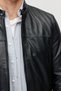 Men's Leather Jacket with Zipper and Two Zippered Pockets - 7