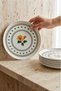 Lotus 6-Piece 21 cm Premium Porcelain Dessert Plate Set with Orange and Green Floral Print - Modern Dessert - 3