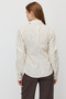 Women's Striped Shirt with Draped Details and Asymmetrical Buttons - 5