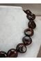 STUNNING MODERN DESIGN WOMEN'S NECKLACE WITH LARGE OVAL BEADS, MARBLE PATTERN, AND AN ASYMMETRICAL SHAPE - 2