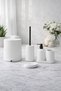 Matte White 5 Piece Round Bathroom Set – Bucket, Toilet Brush, Liquid Soap Dispenser - 3