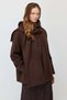 Women's Shawl Collar Detailed Oversize Short Cashmere Coat - 3