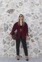Burgundy and Gold Collarless Jacket with Hook-and-Eye Closure - 2