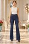 Women's Flared Skinny Jeans, Solid Dark Blue, 867-24