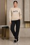 Crew-Neck Brushed Inside Chardonnay Sweatshirt Set—Seasonal 3-Piece Set with Panda Print for Women/Girls