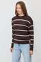Women's Striped Crew Neck Relaxed Fit Knitwear Sweater - 2