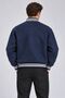 Men's Oversized College-Style Melton Cashmere Bomber Jacket, Navy Blue - 5