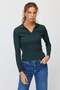 Women's V-Neck Ribbed Knitwear Sweater - 2